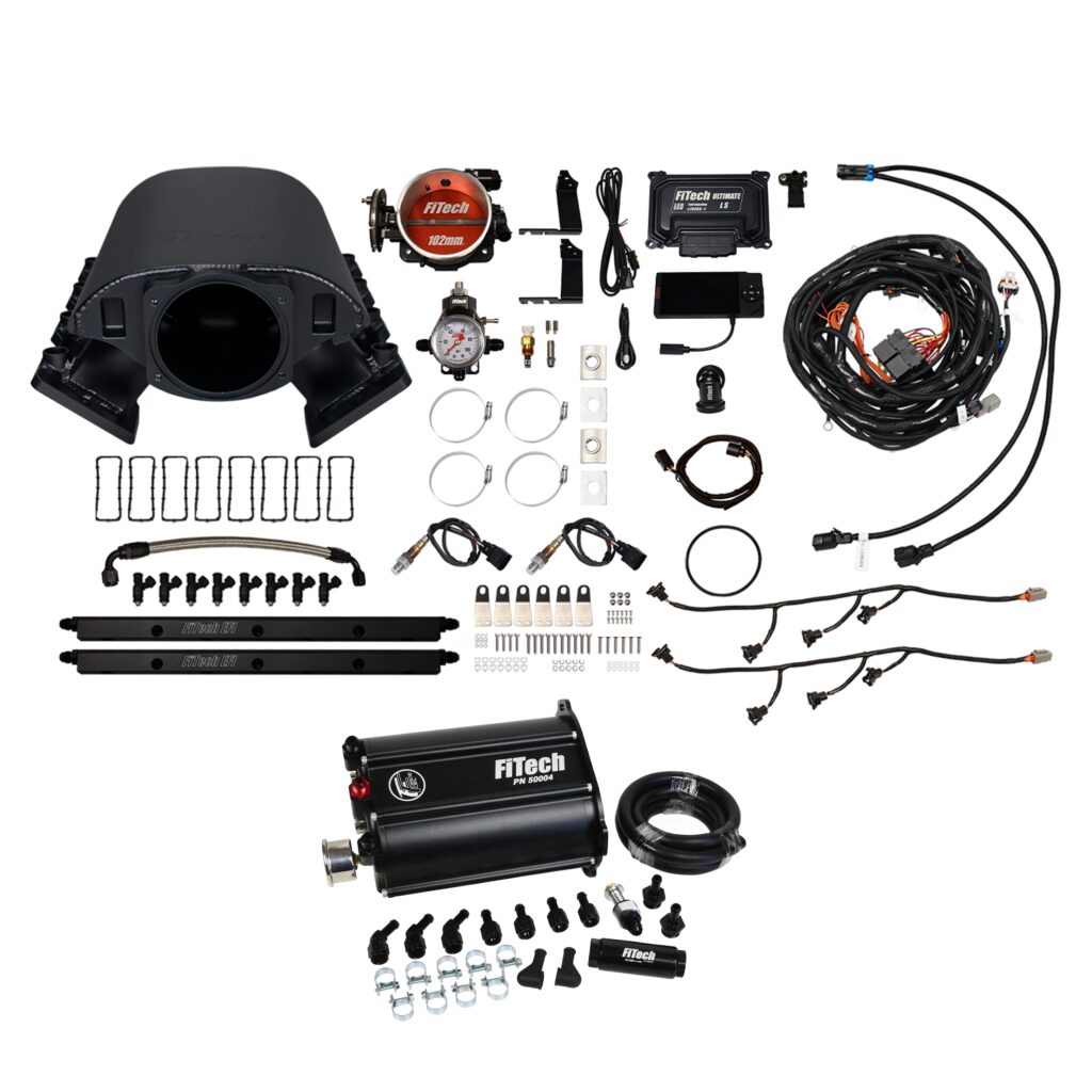 FiTech Fuel Injection 75290 Ultimate Rebel LS 750 HP EFI System With Short Cathedral Intake & Force Fuel Master Kit