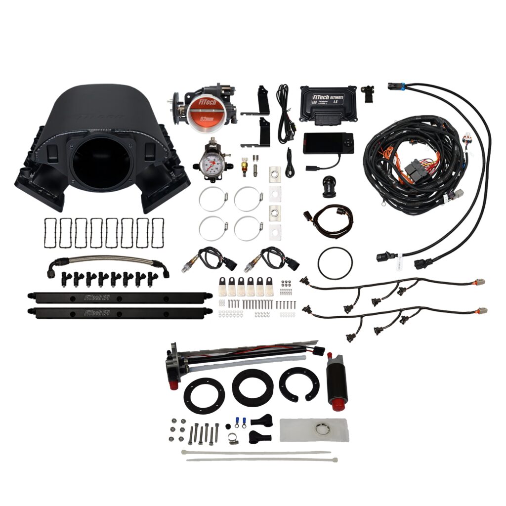 FiTech Fuel Injection 76288 Ultimate Rebel LS 500 HP EFI System With Short Cathedral Intake, In Tank 340 LPH Pump Module & Go Fuel Regulator Master Kit