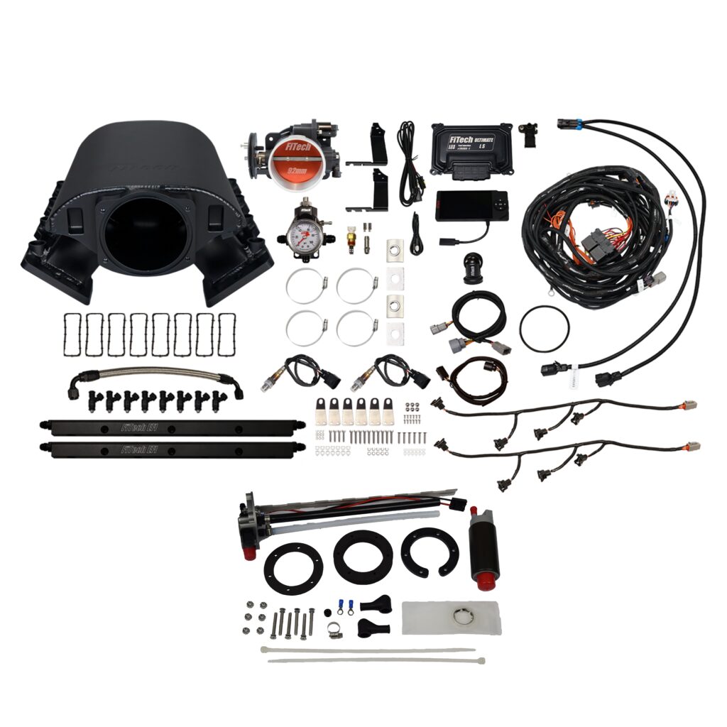 FiTech Fuel Injection 76289 Ultimate Rebel LS 500 HP EFI System With Short Cathedral Intake, Transmission Control, In Tank 340 LPH Pump Module & Go Fuel Regulator Master Kit