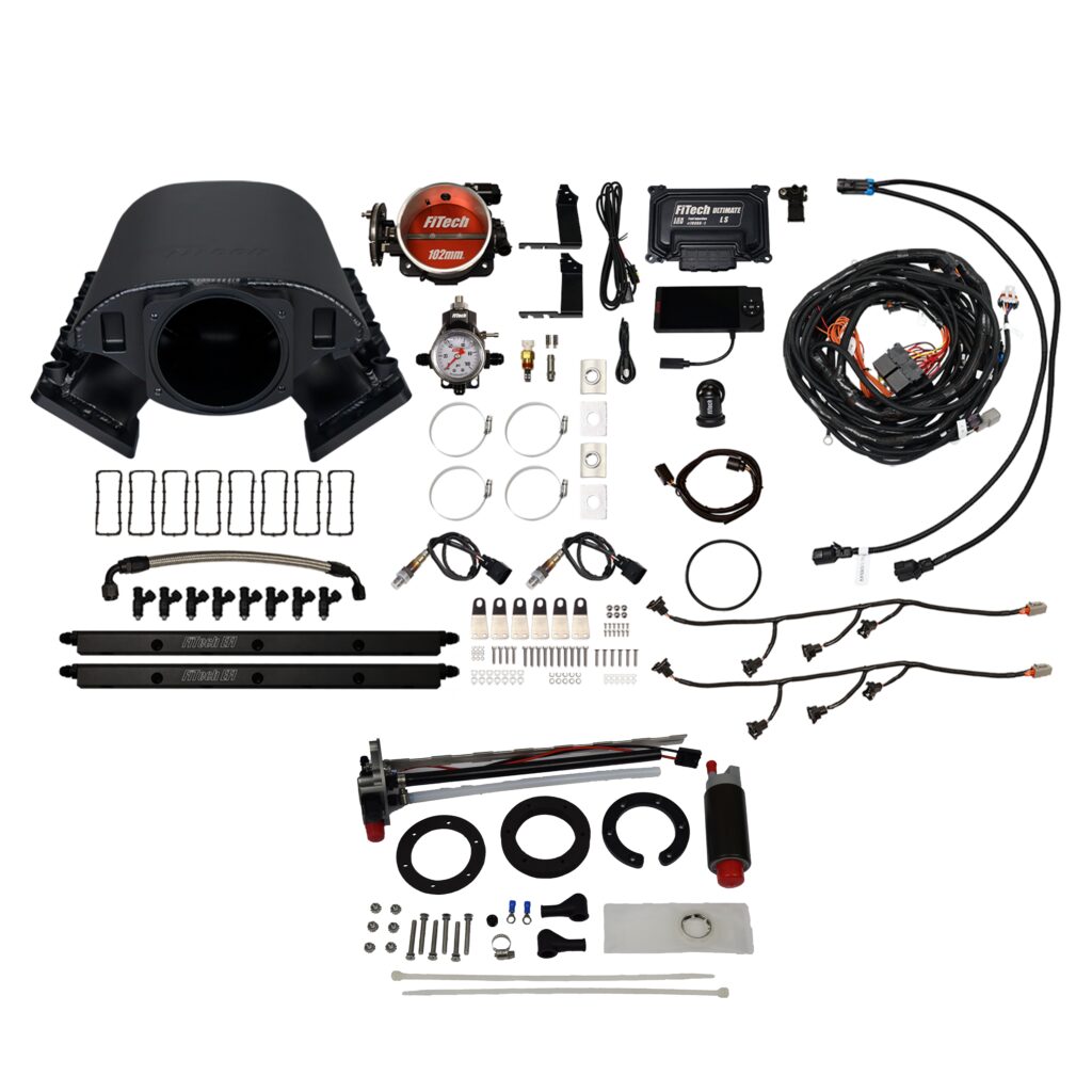 FiTech Fuel Injection 76290 Ultimate Rebel LS 750 HP EFI System With Short Cathedral Intake, In Tank 340 LPH Pump Module & Go Fuel Regulator Master Kit