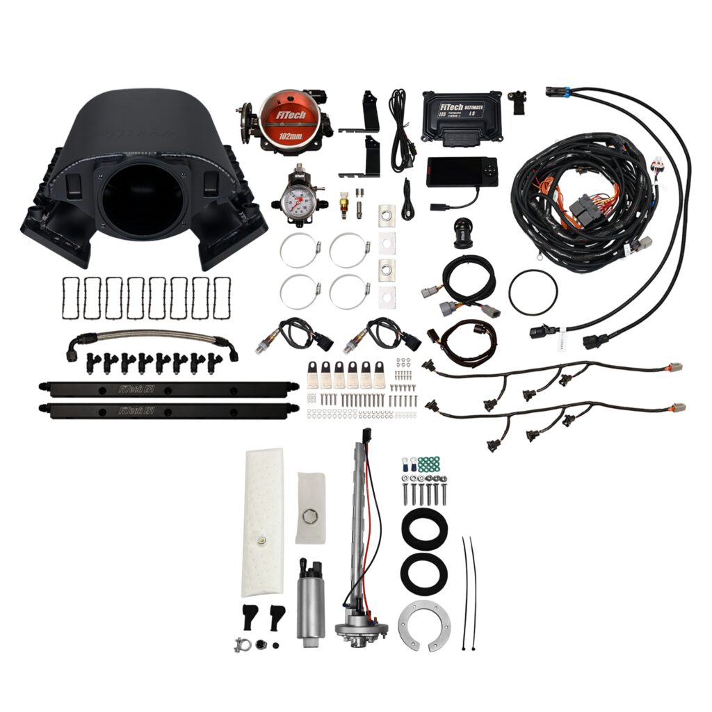 FiTech Fuel Injection 76691 Ultimate Rebel LS 750 HP EFI System With Short Cathedral Intake, Transmission Control & Go Fuel In-Tank Regulated Pump 340 LPH Master Kit