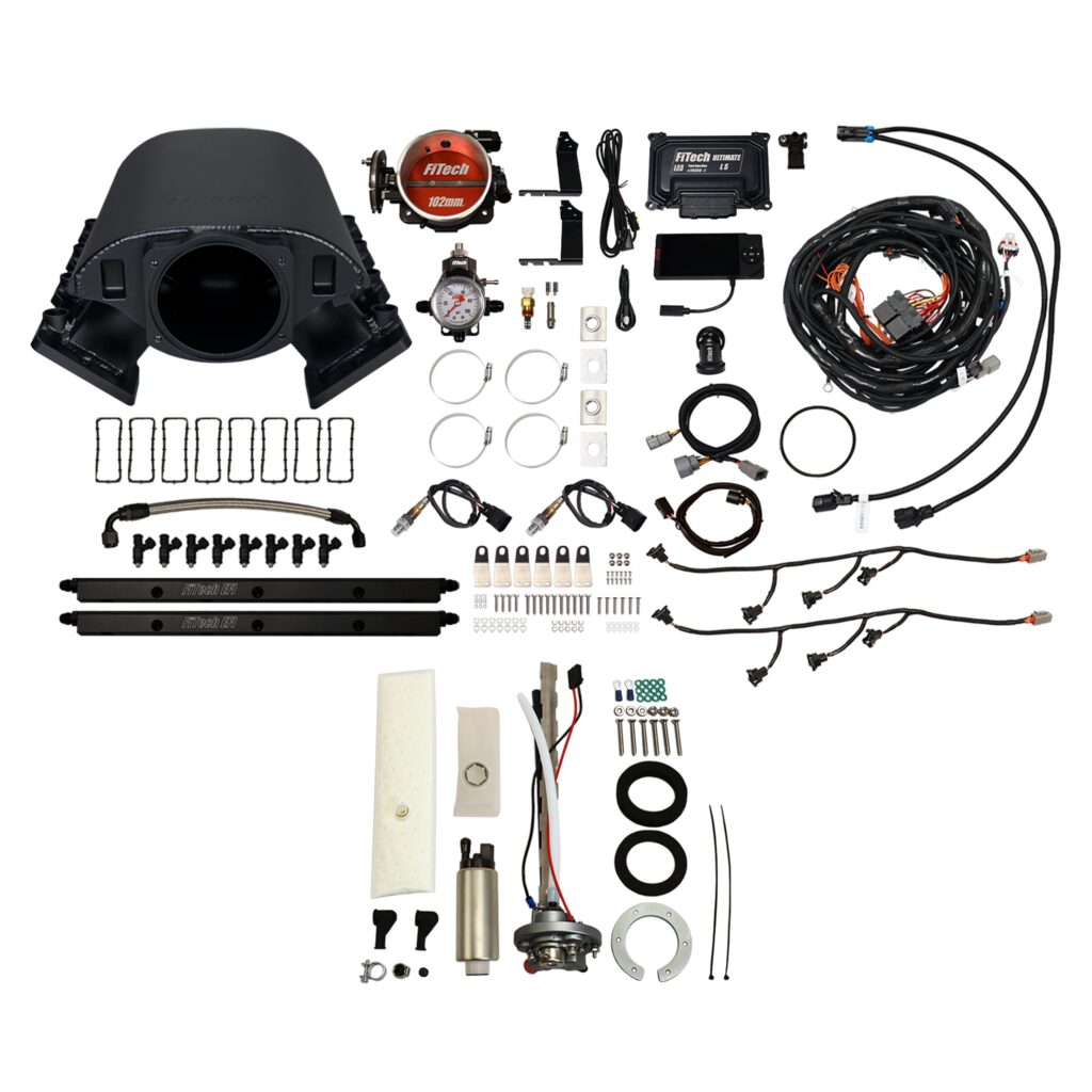 FiTech Fuel Injection 76691 Ultimate Rebel LS 750 HP EFI System With Short Cathedral Intake, Transmission Control & Go Fuel In-Tank Regulated Pump 340 LPH Master Kit