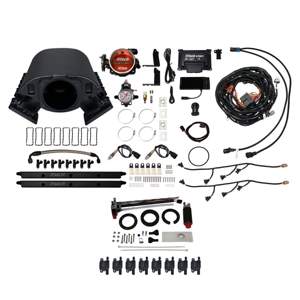 FiTech Fuel Injection 78690 Ultimate Rebel LS 750 HP EFI System With Short Cathedral Intake, In Tank Pump Module, Go Fuel Regulator & LS3 Coil Pack Set