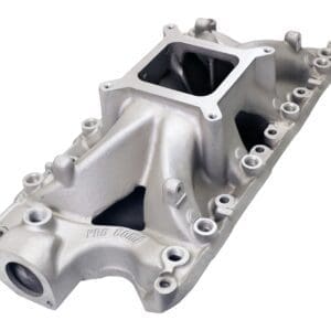 Silver automotive engine intake manifold isolated.