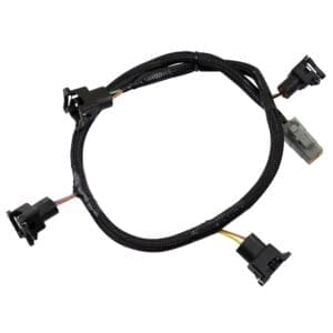 Automotive wiring harness with multiple connectors.