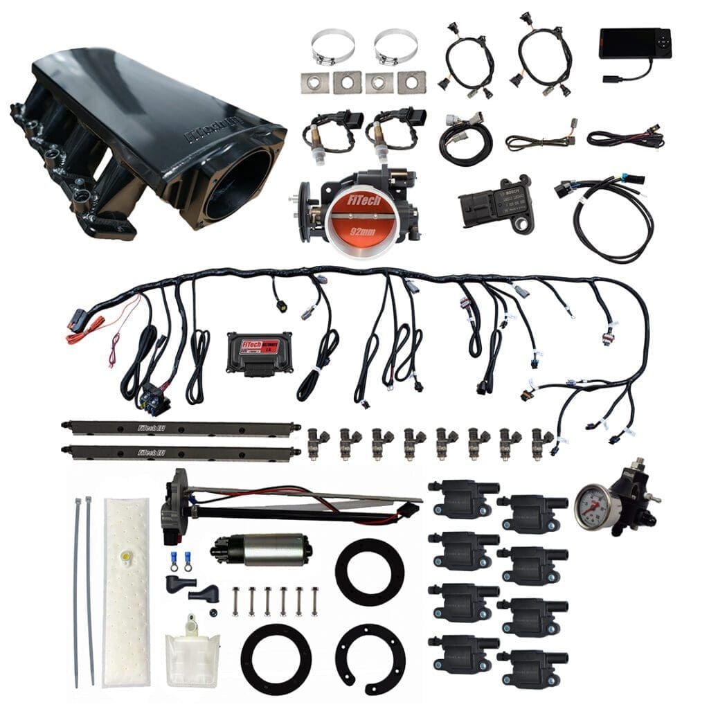 Car engine components and wiring harness kit.
