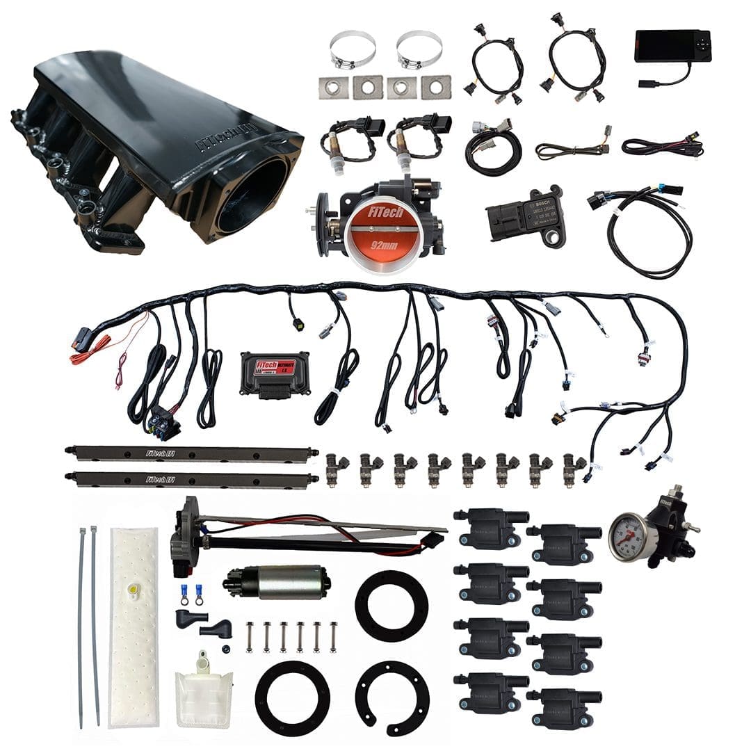 Car engine components and wiring harness kit.