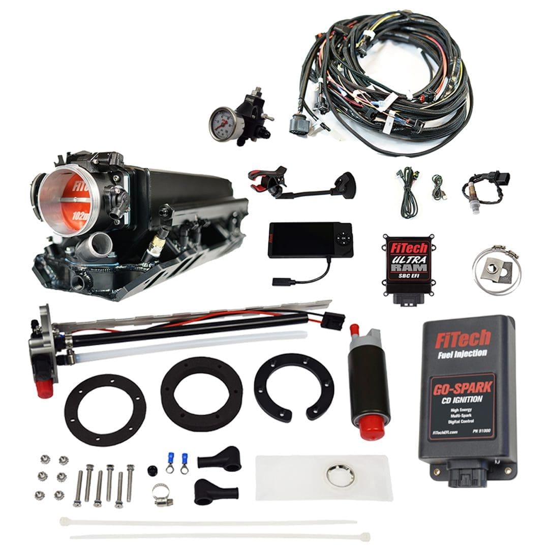 <span style="color:#ED3237;">96332</span><br> Ultra Ram 800 HP Chevy Big Block Rectangle Port EFI System With Go Fuel In-Tank, Go Spark CDI Box & Regulator Master Kit