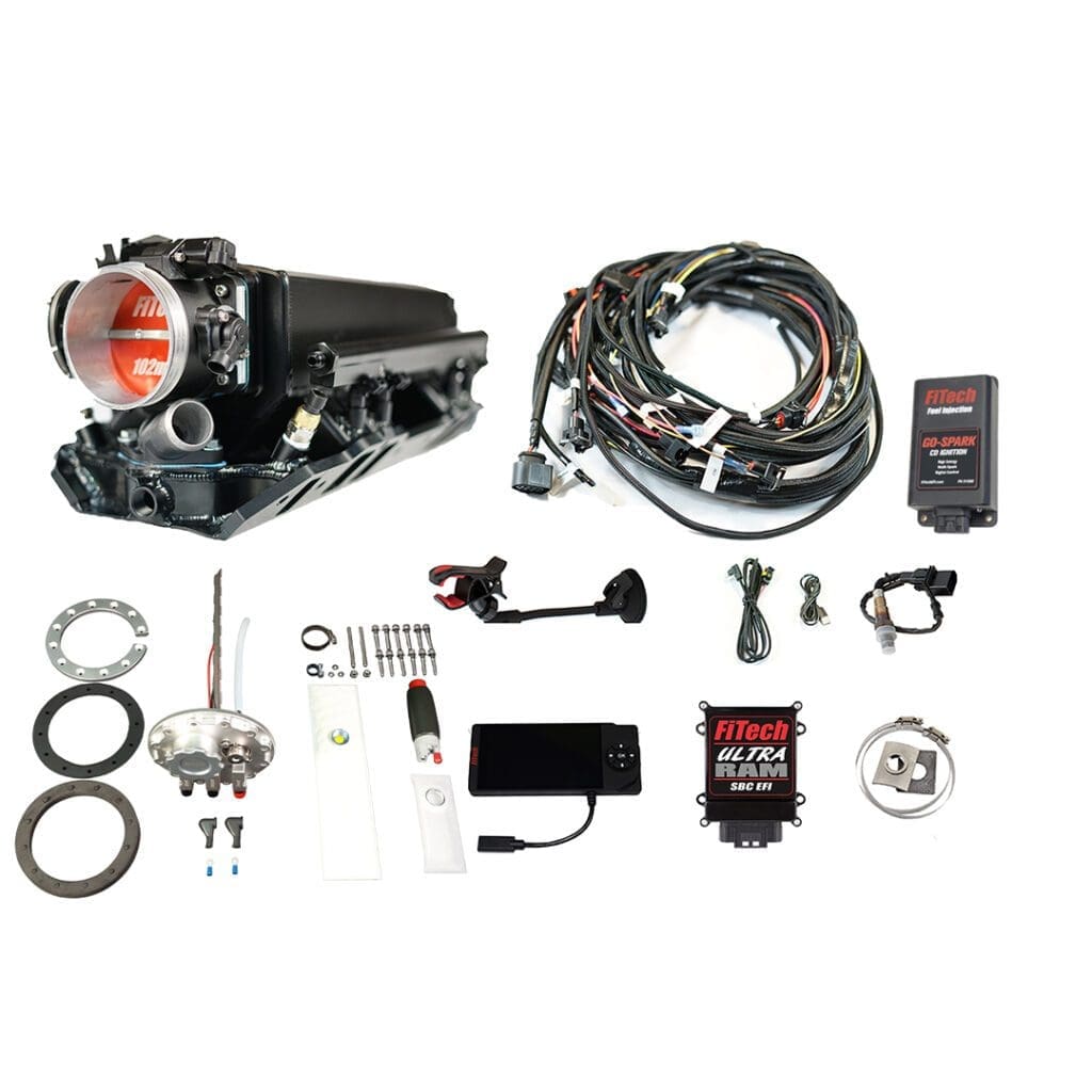 Automotive fuel injection system components and wiring.