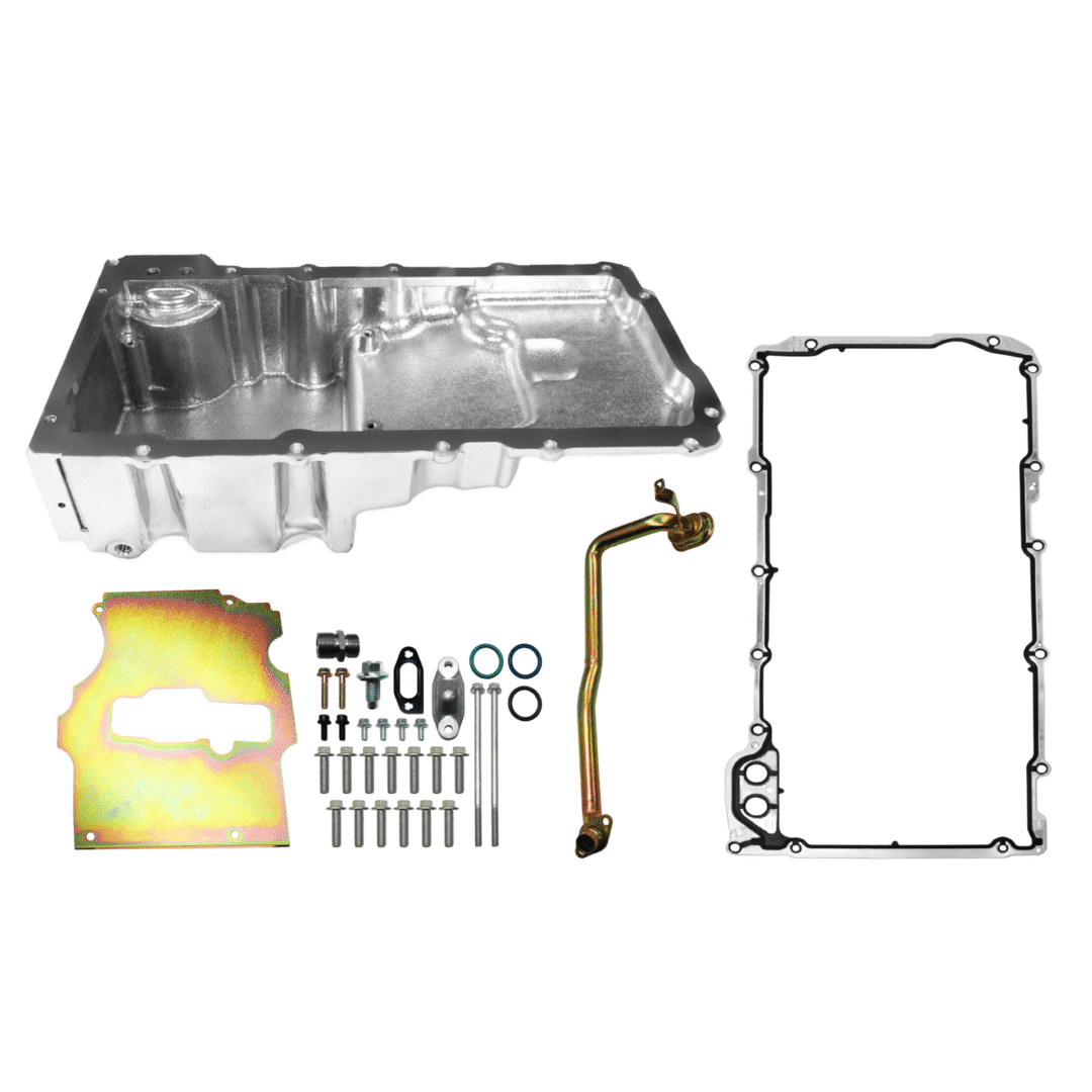 <span style="color:#ED3237;">130102</span><br>FiTech Plus, LS Swap Oil Pan, Medium Profile, Polished, 6.25 Qts w/Filter Capacity