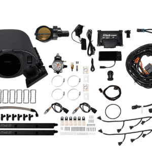 Car engine parts and wiring laid out.