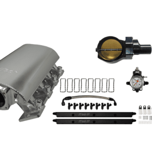 Car engine intake manifold and components.