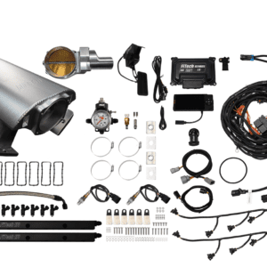 Car engine performance upgrade kit components displayed.