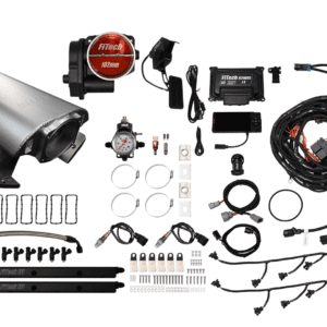 Car engine components and wiring kits displayed.