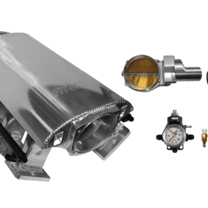 Shiny car engine components and accessories displayed.