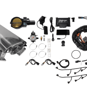 Car engine parts and wiring kit components.