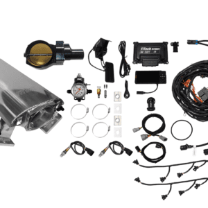 Engine management system components on white background.
