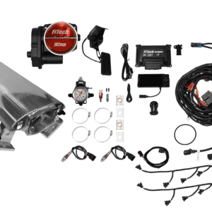 Car engine components and wiring kit displayed.