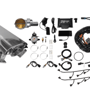 Car engine conversion kit components on display.