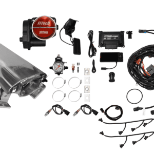 Car engine parts and wiring kit components.