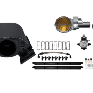 Car engine parts and accessories laid out.