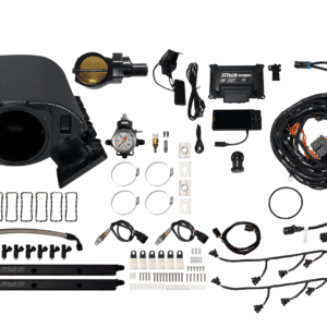 Car engine parts and wiring kit components.