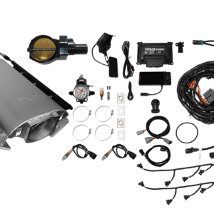Automotive performance parts and wiring kit components.