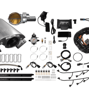 Car engine parts and wiring kit components.