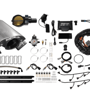 Car engine parts and wiring components displayed.