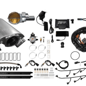 Car engine components and wiring kit displayed.