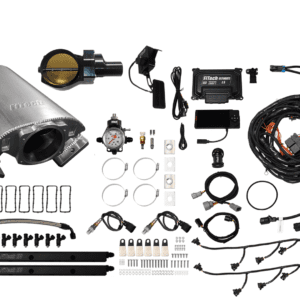 Car engine management system components laid out.