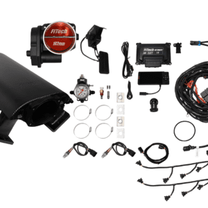 Car engine components and wiring kit displayed.