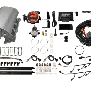 Complete automotive wiring and electronic components kit laid out systematically.