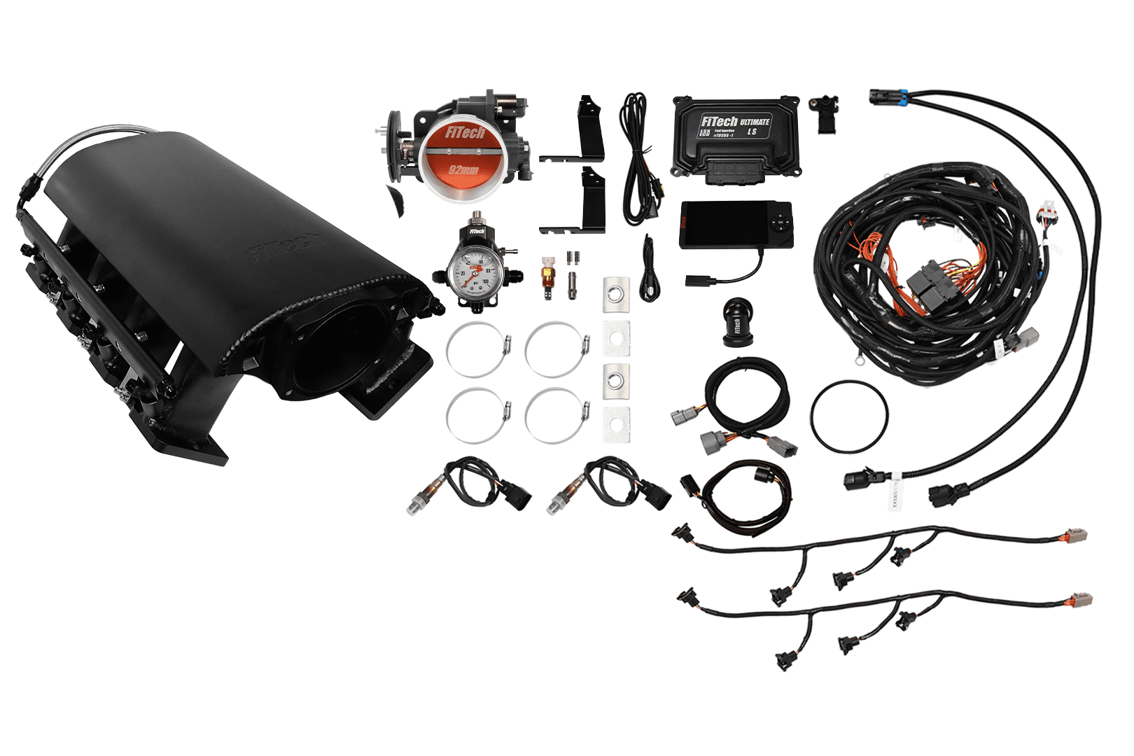 <span style="color:#ED3237;">73232</span><br> Ultimate Rebel Black Tall LS3, LS3 500 HP EFI System/ Tall LS3 Port Intake/ Dual O2 Sensor/Cable Driven 92mm Throttle Body/ 36lb Injectors/ With Trans control
