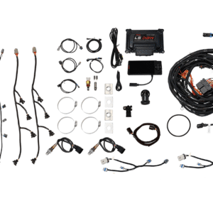 Complete automotive wiring harness kit with connectors and control module.
