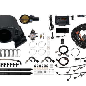 A collection of automotive or mechanical parts and tools laid out systematically.