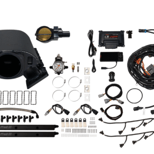 Complete car alarm system with various components and wires.