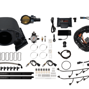 Complete car air suspension kit with various components and wiring.