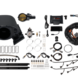 Complete car alarm system with wiring, sensors, and remote controls.