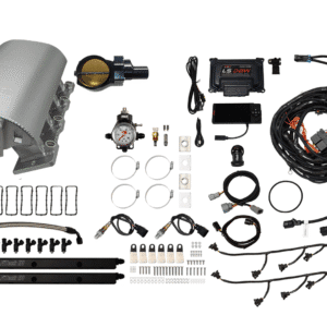 Complete car alarm system with sensors, remote controls, and wiring harness.