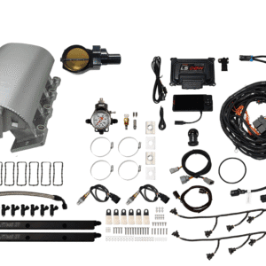 Complete irrigation system kit with various components and tools.