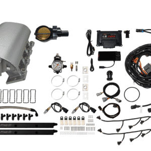 A collection of automotive or mechanical parts and wiring components arranged on a white surface.