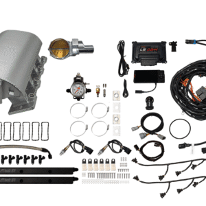 Complete automotive exhaust system kit with various components and accessories.