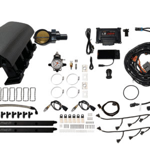 A collection of automotive parts and accessories on a white background.
