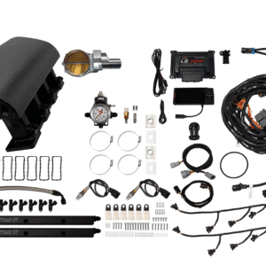 Components of a vehicle air suspension kit laid out.