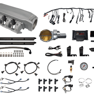 Various automotive electrical components and wiring harnesses arranged neatly.