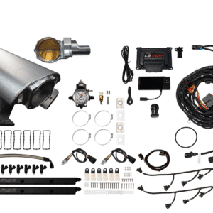 Car exhaust and turbocharger installation kit with various components.