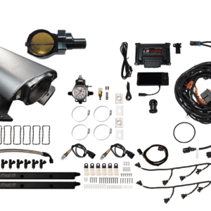 Car engine wiring harness components laid out on a white background.