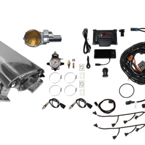 Complete fuel injection system kit with wiring and components.