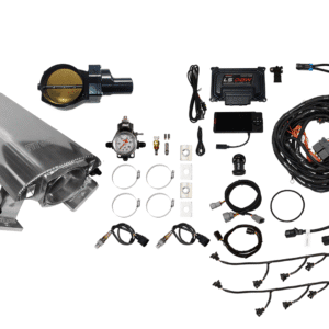 A car engine intake manifold kit with sensors and wiring components.